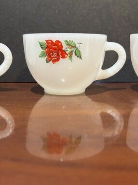 Federal Milk Glass Rosecrest Cups set of 3